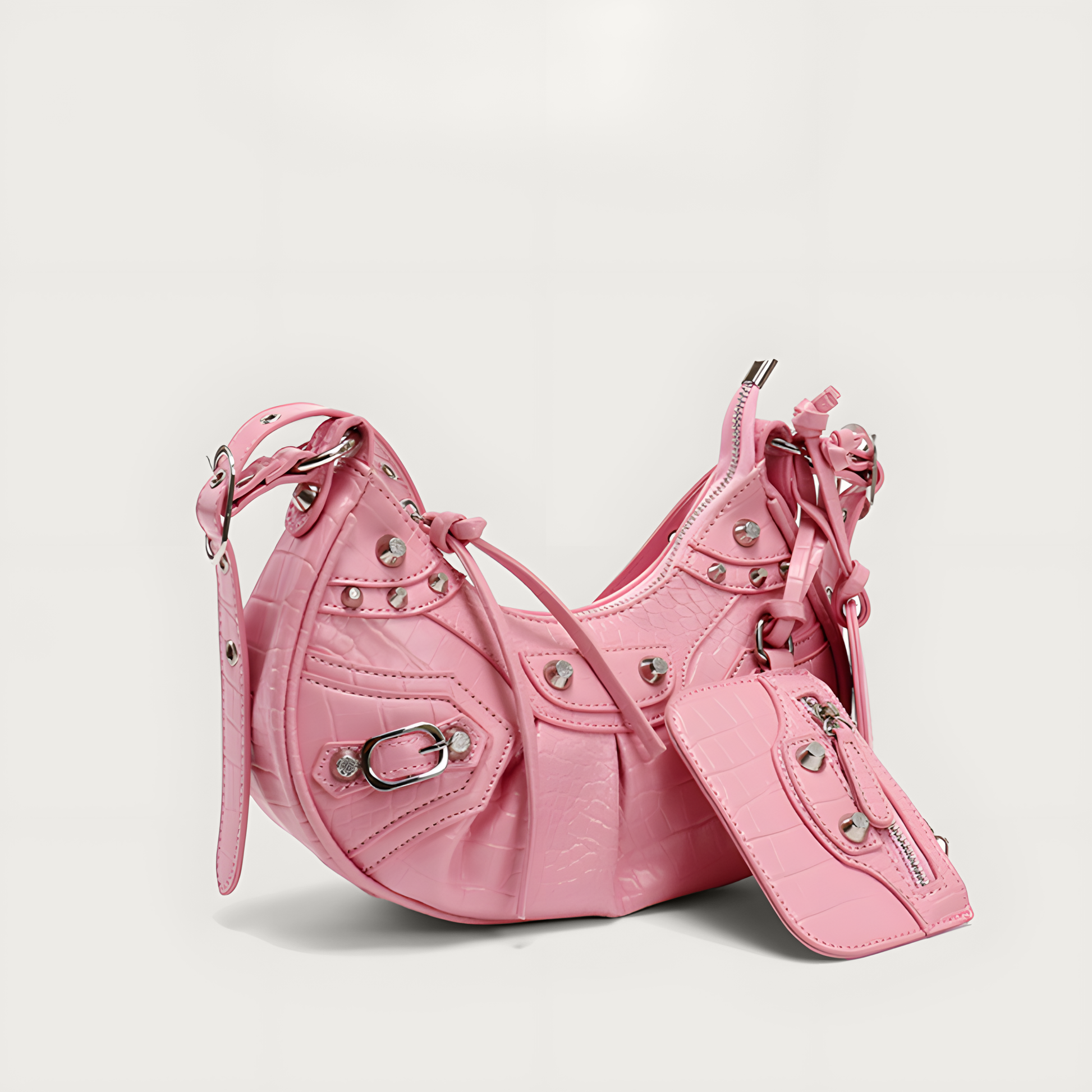 Rivet Tassel Crescent Shoulder Bag