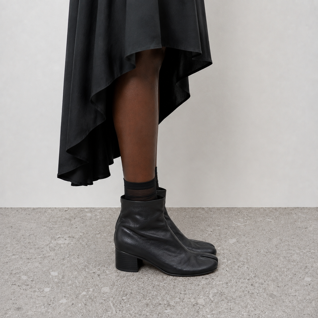 Isolde Tabi Ankle Boots by Lil Cacti — vegan tabi boots, angled three-quarter view