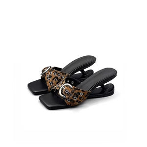 Vera Leopard Buckle Slingback Sandals