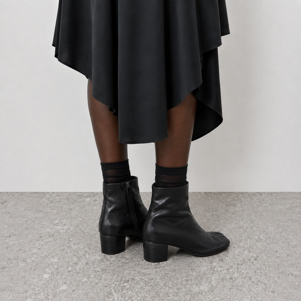Isolde Tabi Ankle Boots by Lil Cacti — vegan tabi boots, rear view showing the heel