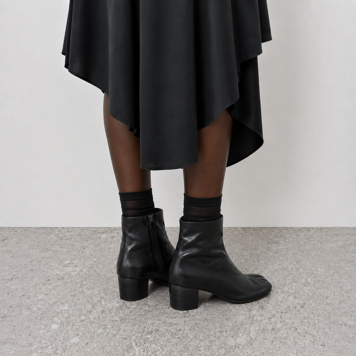 Isolde Tabi Ankle Boots by Lil Cacti — vegan tabi boots, rear view showing the heel