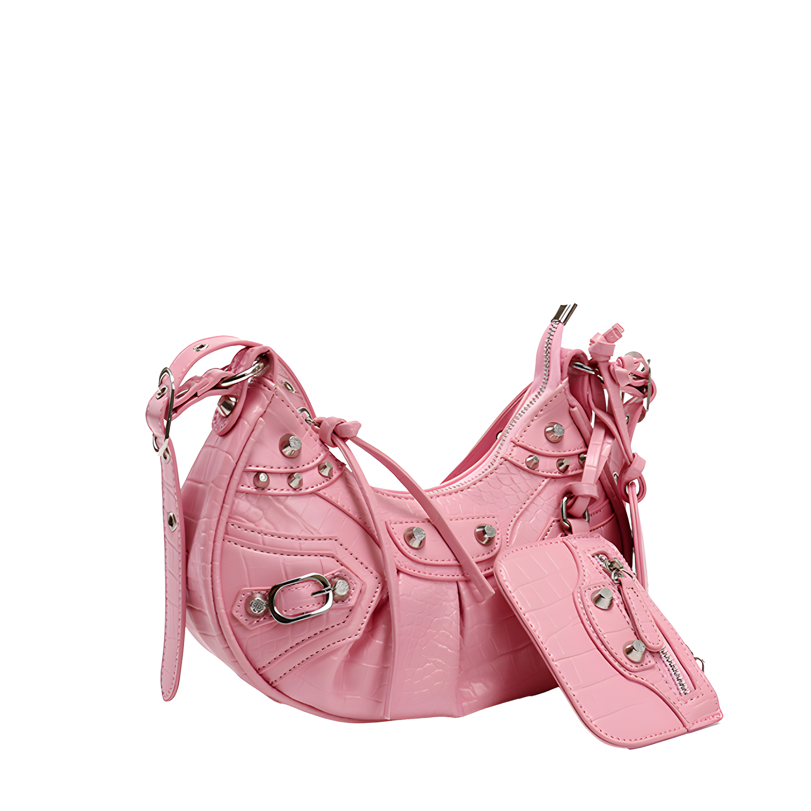 Rivet Tassel Crescent Shoulder Bag